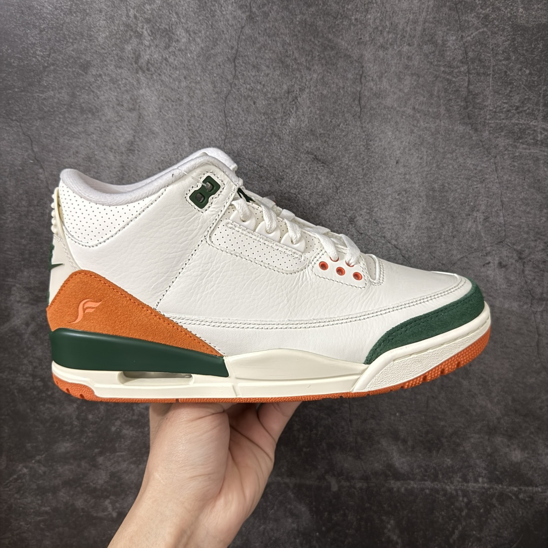 Air Jordan 3 Retro x Solefly — Blanc / Vert / Orange