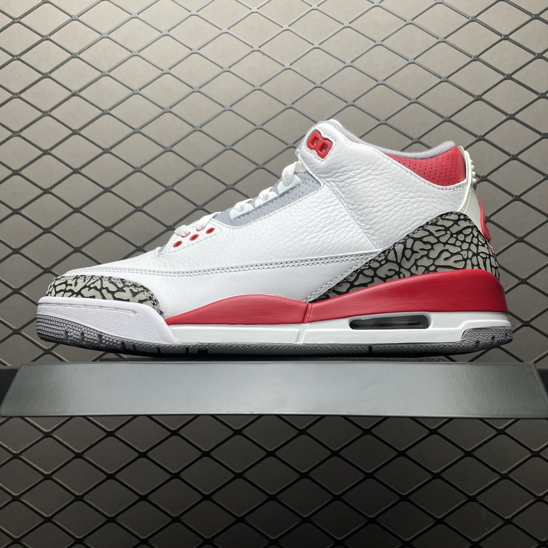 Air Jordan 3 — Blanc / Rouge Feu (Fire Red)